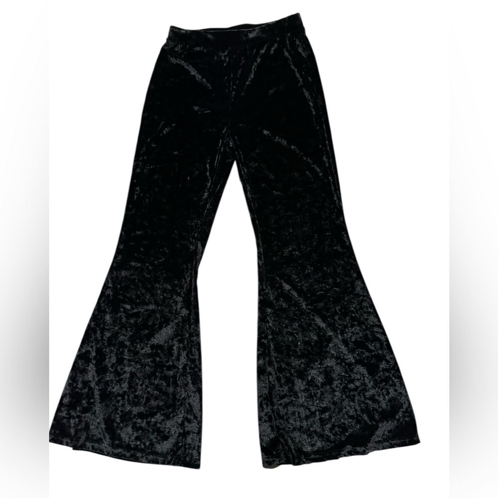 S/M. Black Velvet Flare Pants.  LG/GR/GR01